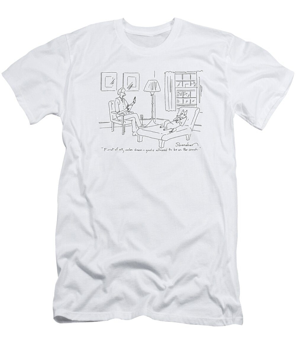 First of All Calm Down Your Allowed to Be on the Couch Danny Shanahan No Index T-Shirt