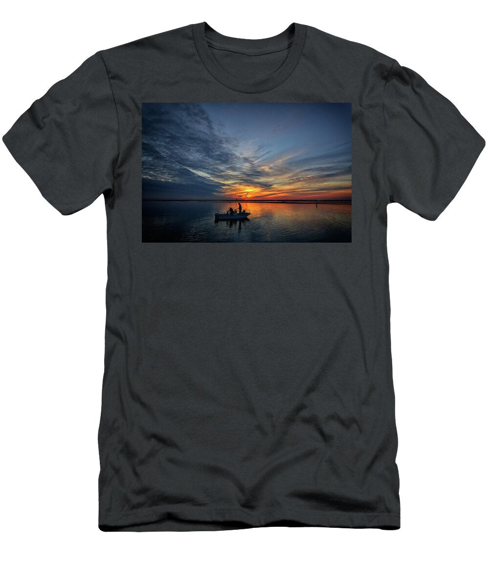 Fishing At Sunset Rick Berk T-Shirt