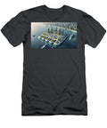 Floating Offshore in a Serene Sea a Futuristic Cityscape Mango Art T-Shirt