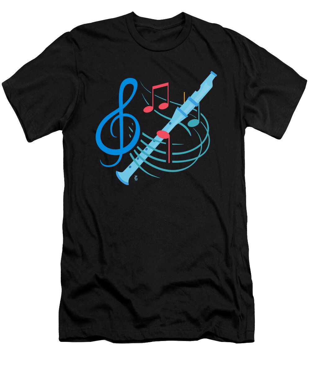 Flute Player Notes Awesome Musician Wind Instrument Thomas Larch T-Shirt