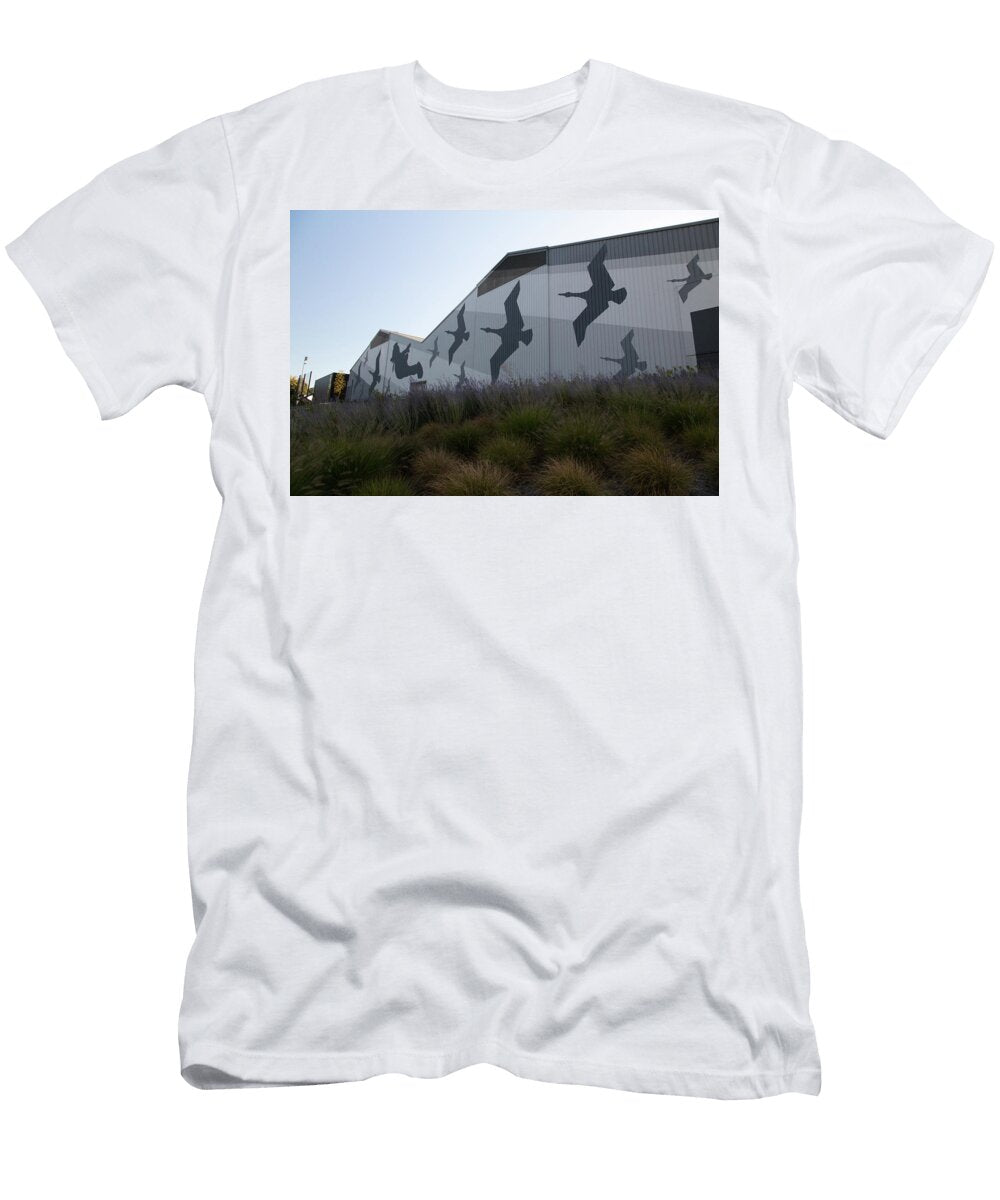 Flying Ducks on the Side of a Building At the University of Oregon Eldon Mcgraw T-Shirt