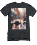 Ford Puma St Car Driving Through a Snowy Forest Winter Landscape Digital Art Destiney Sullivan T-Shirt