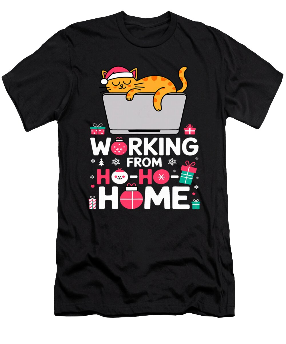Funny Christmas Ho Ho Home Cat Lover Remote Work Sophie Eleanor T-Shirt