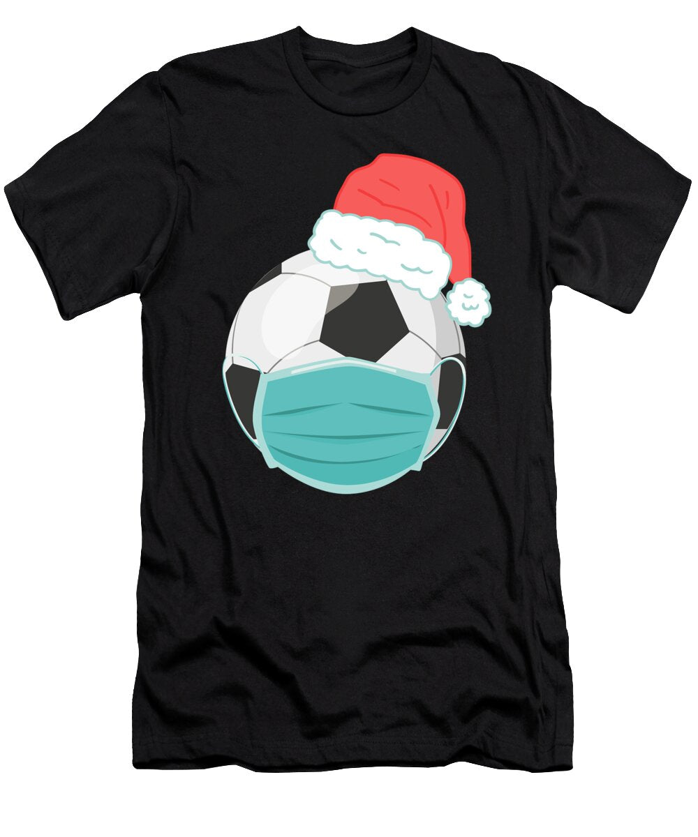Funny Christmas Soccer Ball Santa Hat Nassy Designs T-Shirt