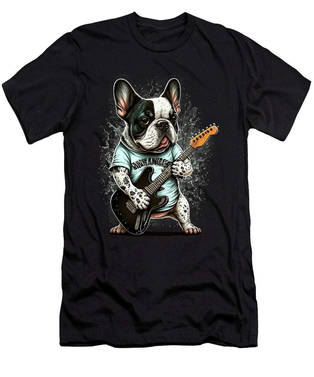 Funny French Bulldog Frenchie Rock and Roll for Sophie Eleanor T-Shirt