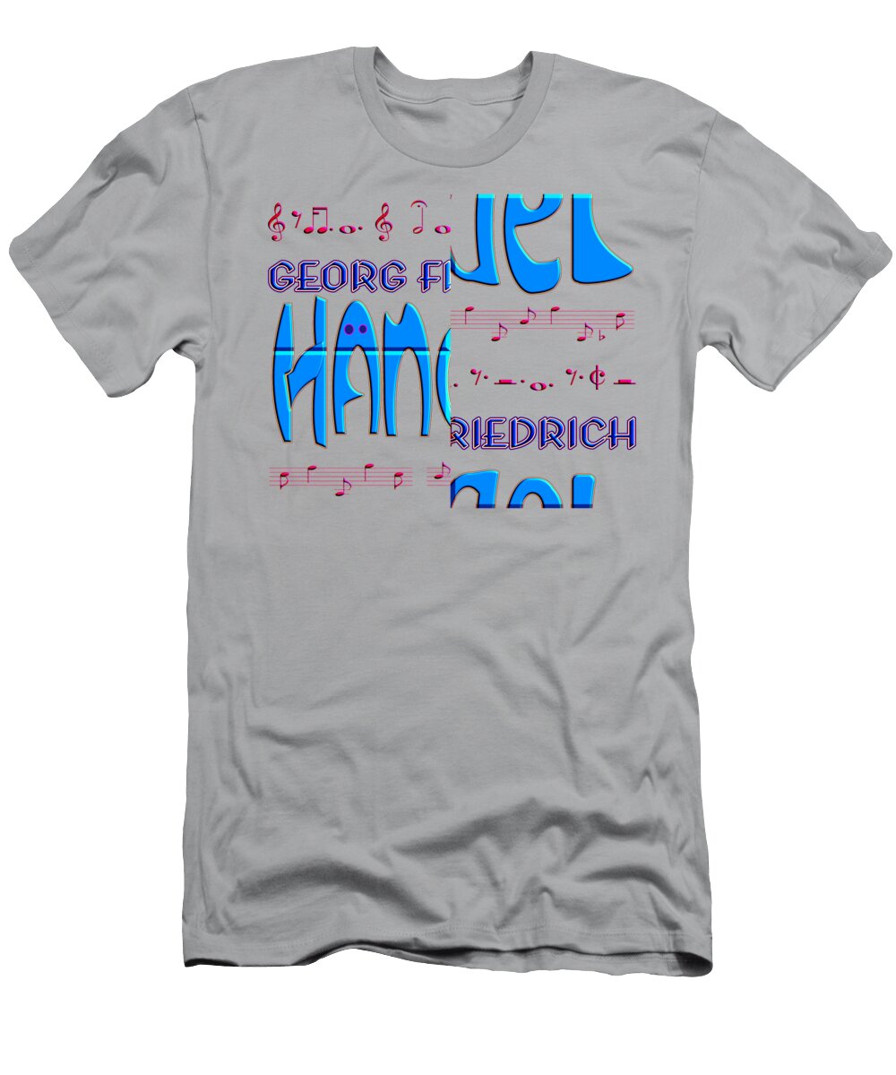 Funny Georg Friedrich Handel Blue Pink Music Notes Patchwork Calligraphy Limited Edition Frantz Cialec T-Shirt