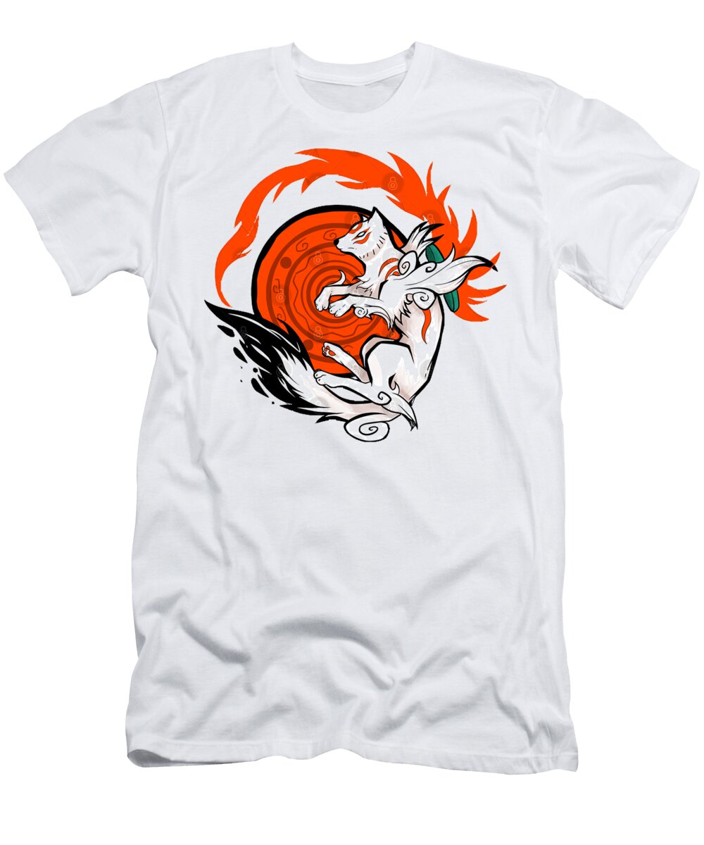 Funny Gift White Wolf Goddess Okami Video Game T-Shirt