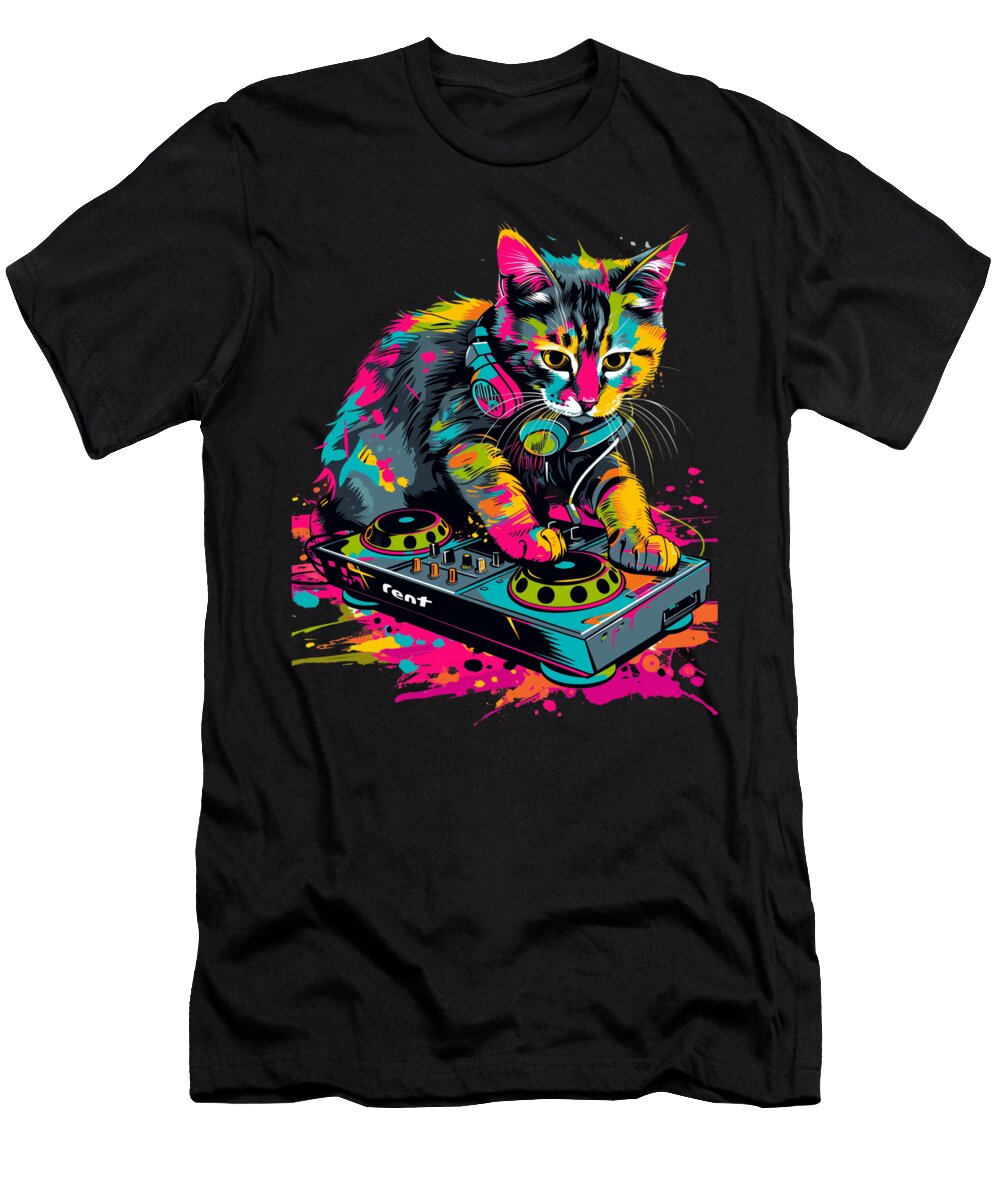Fur Flying Beats Cat Djs Party Mix Dnt Prints Art T-Shirt