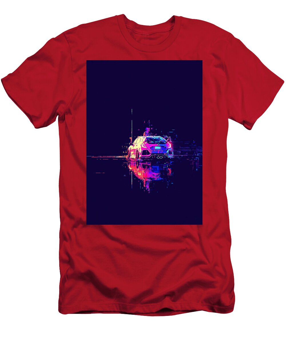 Futuristic Neon Car in Cyber Landscape Publica Jdm Car Lois Russo T-Shirt