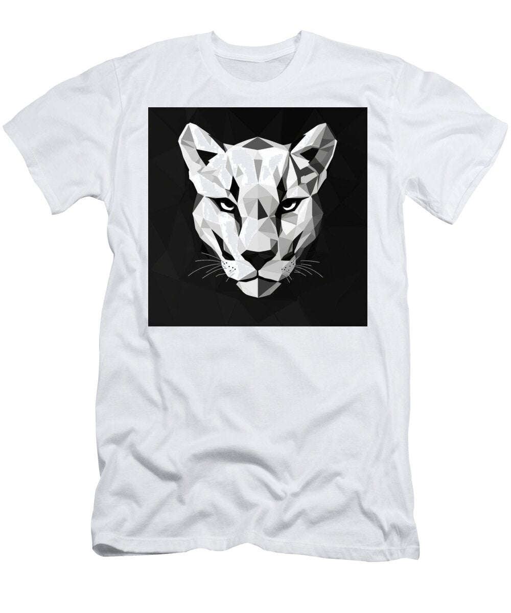 Geometric Puma Portrait on Black Background Evalsa Aamay T-Shirt