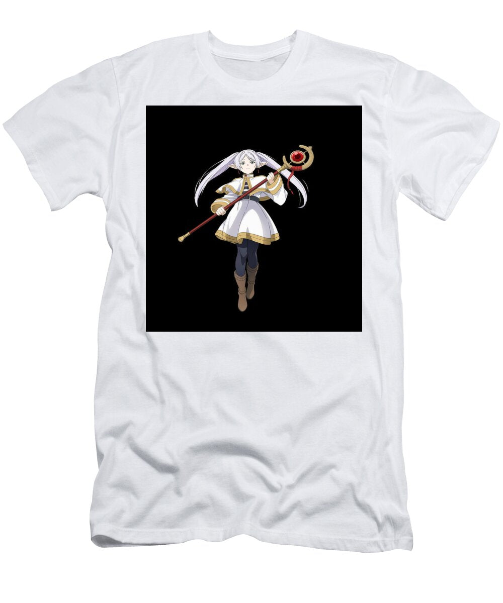 Girl with Pigtails a Staff and White Robes Herading Yuu T-Shirt