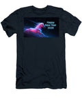 Glowing Neon Blue Polygonal Horse Running Through Stars Happy New Year 2026 Digital Illustration Talha Khan T-Shirt