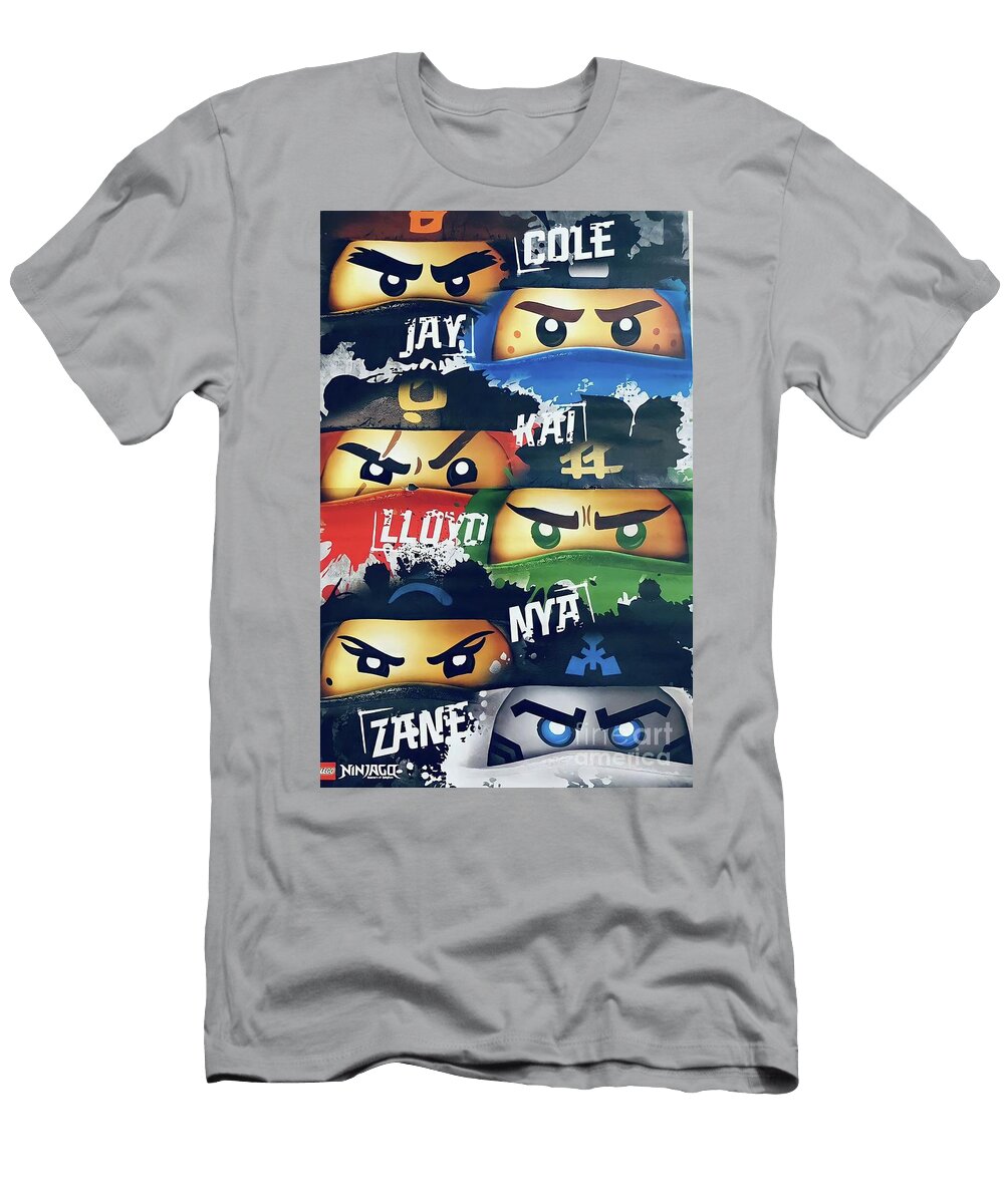 Go Ninja Face Azzura Fine T-Shirt