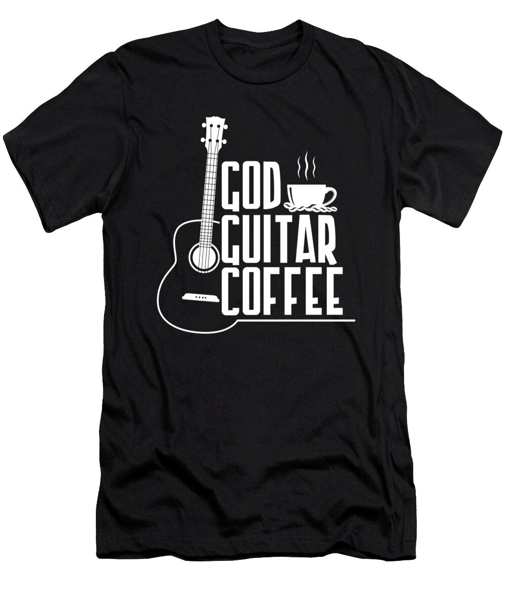 God Guitar Coffee Music Lover Funny Christian Product Alessandra Roth T-Shirt