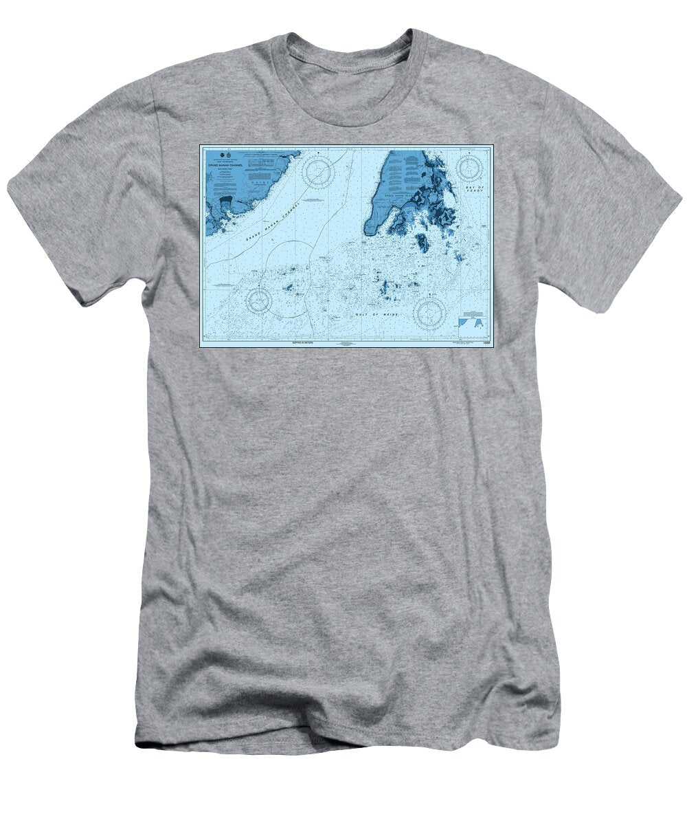 Grand Manan Channel Maine and New Brunswick Southern Part Nautical Chart Map 2023 Ocean Blue Carol Japp T-Shirt