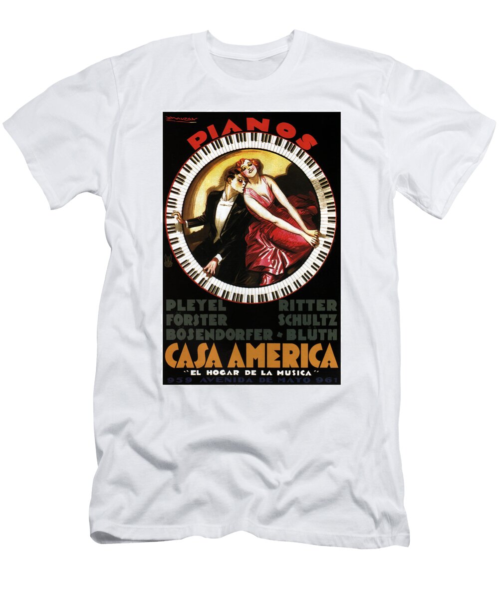 Grandest Pianos At Casa America Vintage Advertising Poster Studio Grafiikka T-Shirt