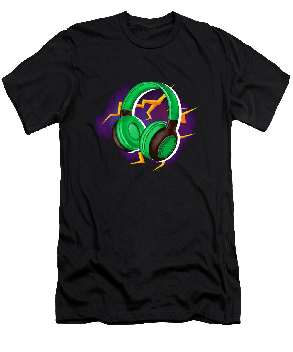Green Headphones Sandra Perez T-Shirt