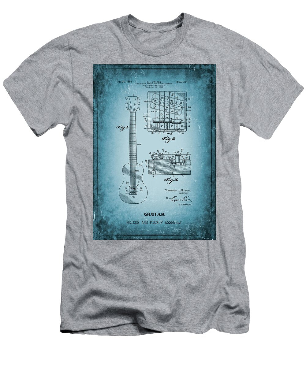 Guitar Bridge and Pickup Assembly Vintage Patent 1950 Cool Blue Carol Japp T-Shirt
