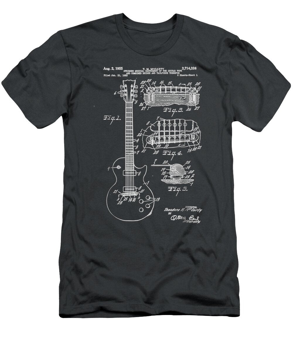 Guitar Patent Print 1955 Vintage Patent Print Ar Rhiver Vida T-Shirt