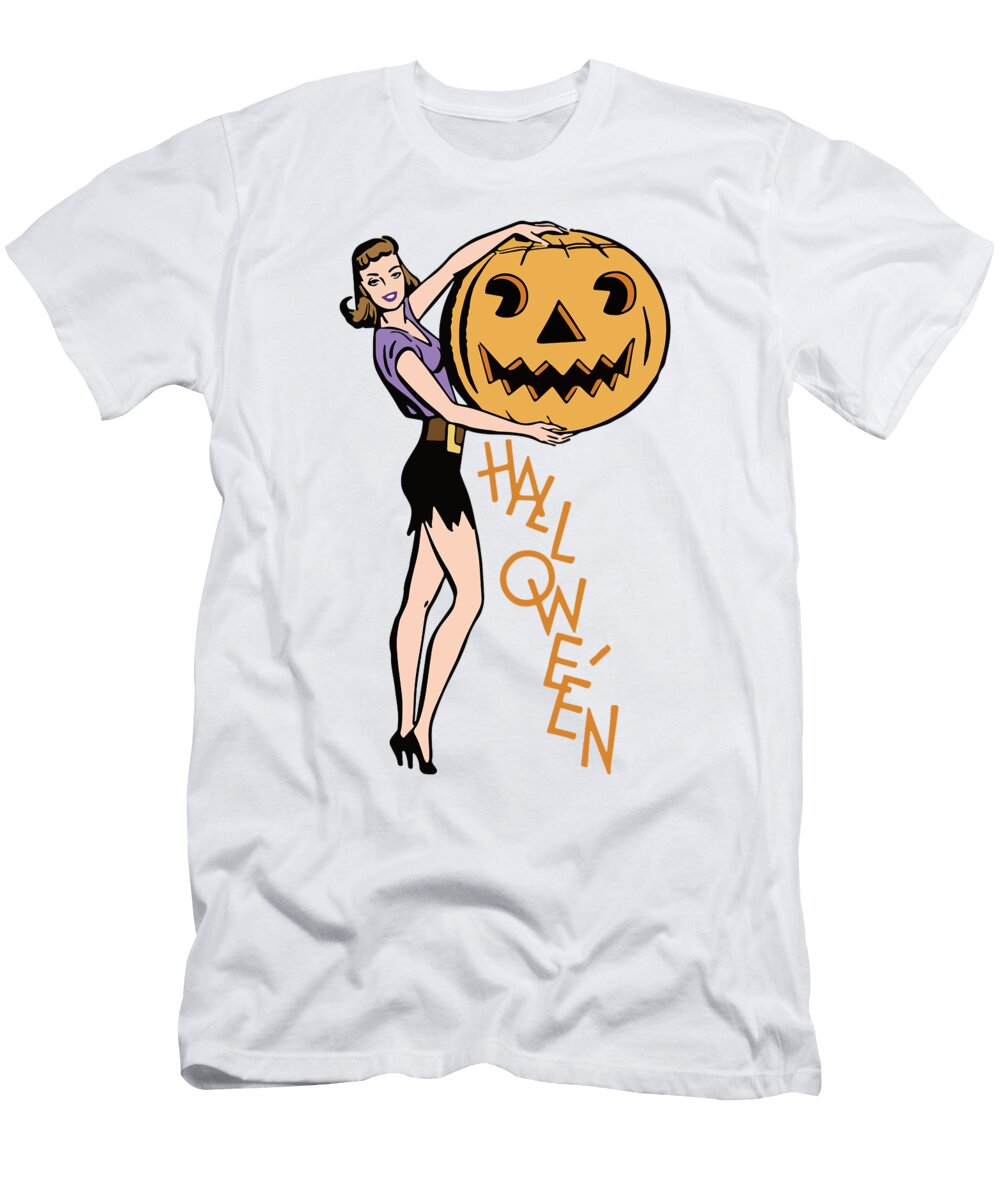 Halloween Retro Pin Up Girl Halloween Mounir Khalfouf T-Shirt