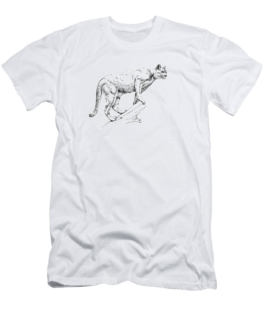 Hand Drawn Puma Sketch Graphics Monochrome Illustration Volodymyr Burdiak T-Shirt