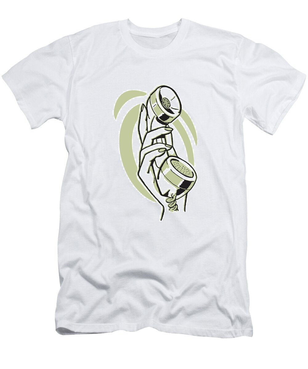 Hand Holding Up Handset of Rotary Telephone Csa Images T-Shirt