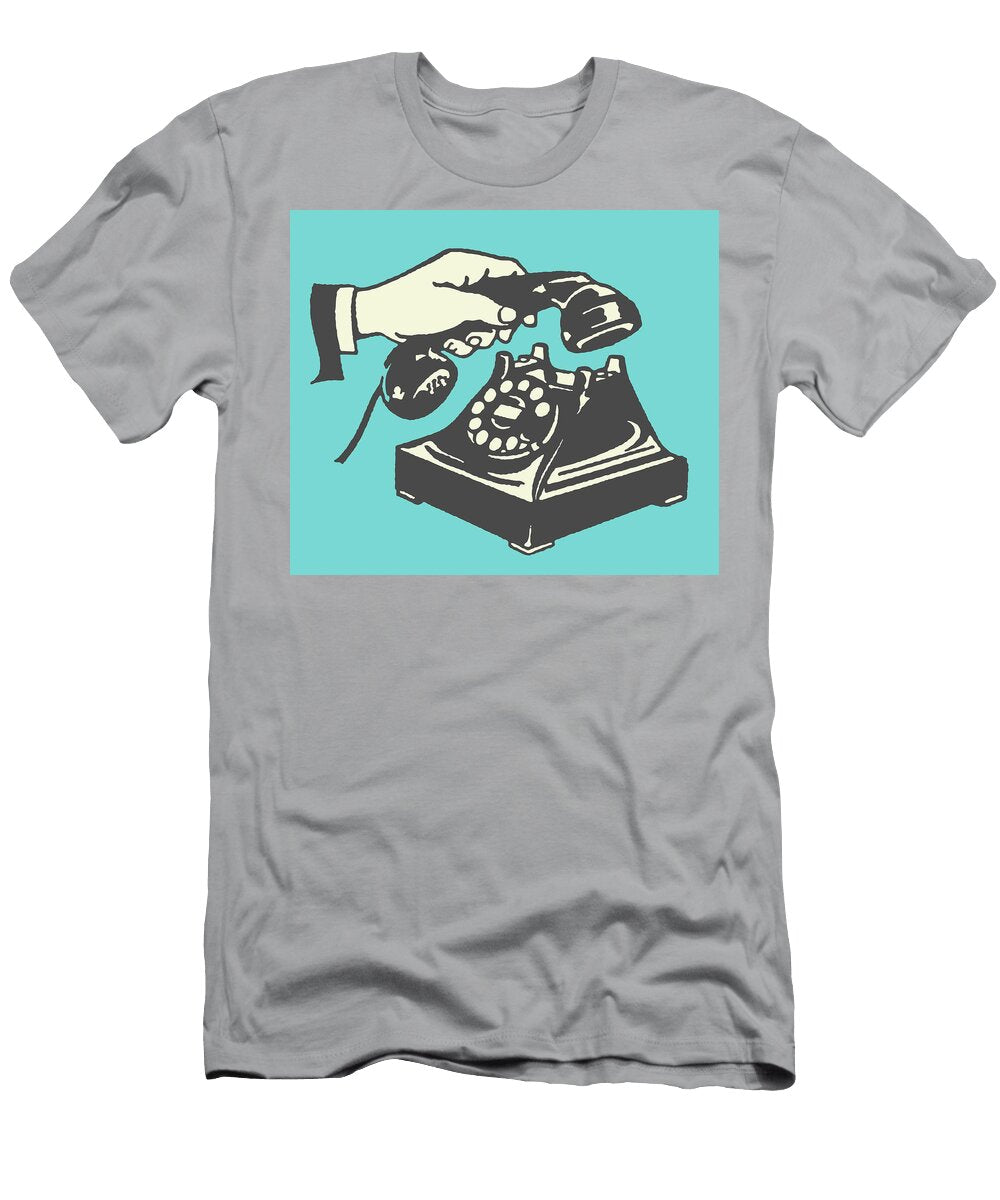 Hand Picking Up Handset of Rotary Telephone Csa Images T-Shirt