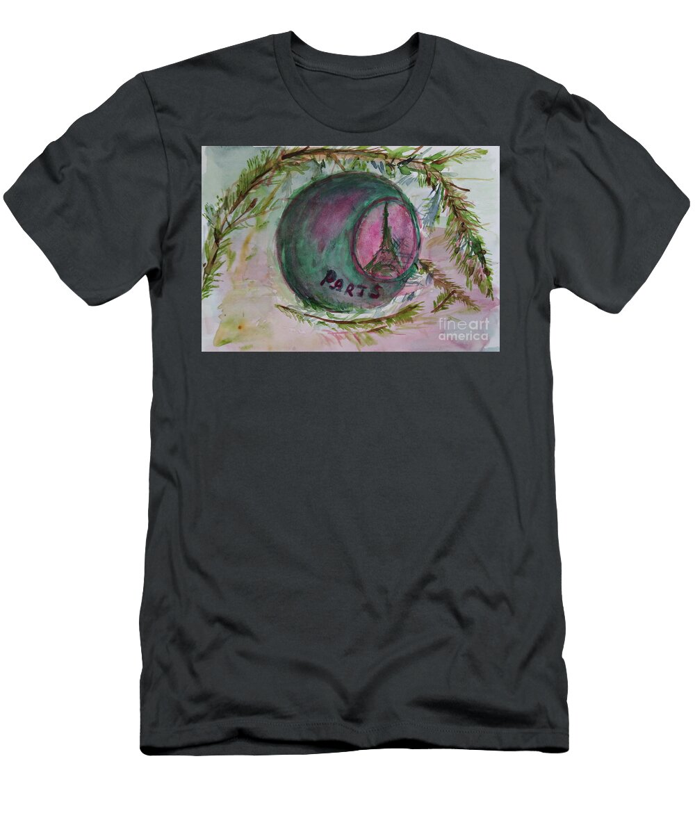 Happy Holidays Pink and Green Christmas Ball Paris Tamara Vitsenkova T-Shirt
