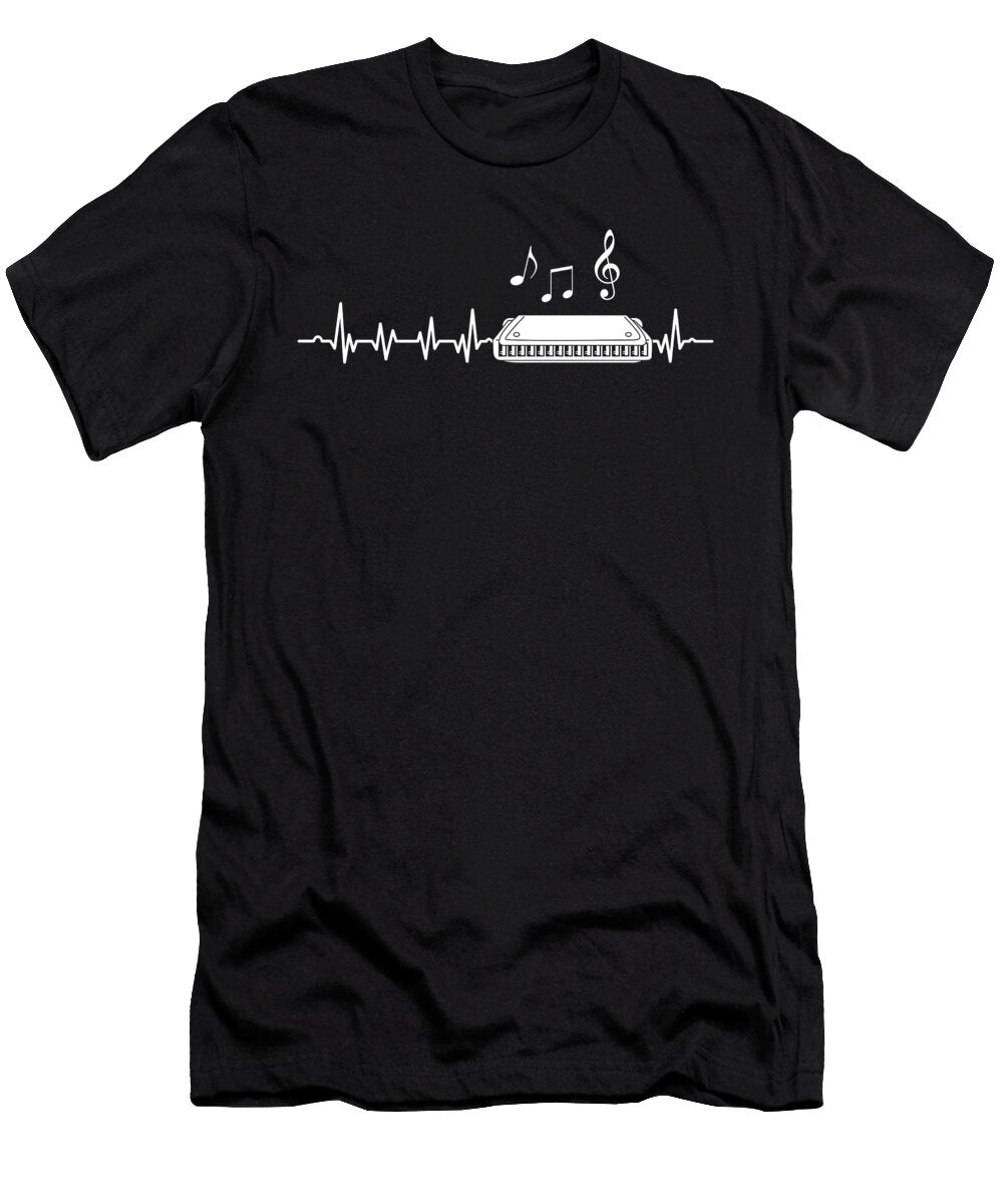 Harmonica Heartbeat Instrument Music Blues Gift Thomas Larch T-Shirt