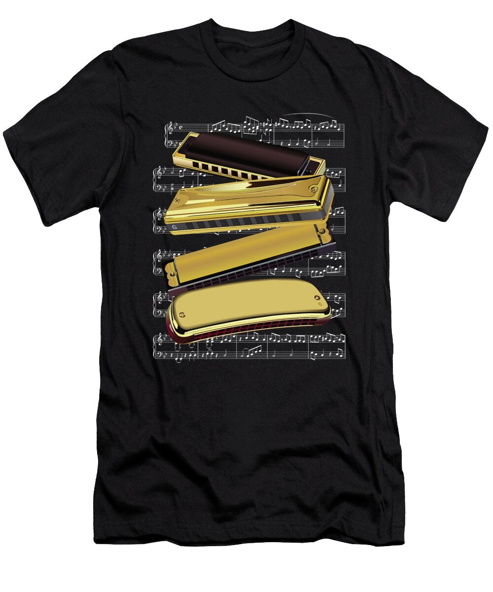 Harmonica Notes Music Sound Acoustic Blues Gift Thomas Larch T-Shirt