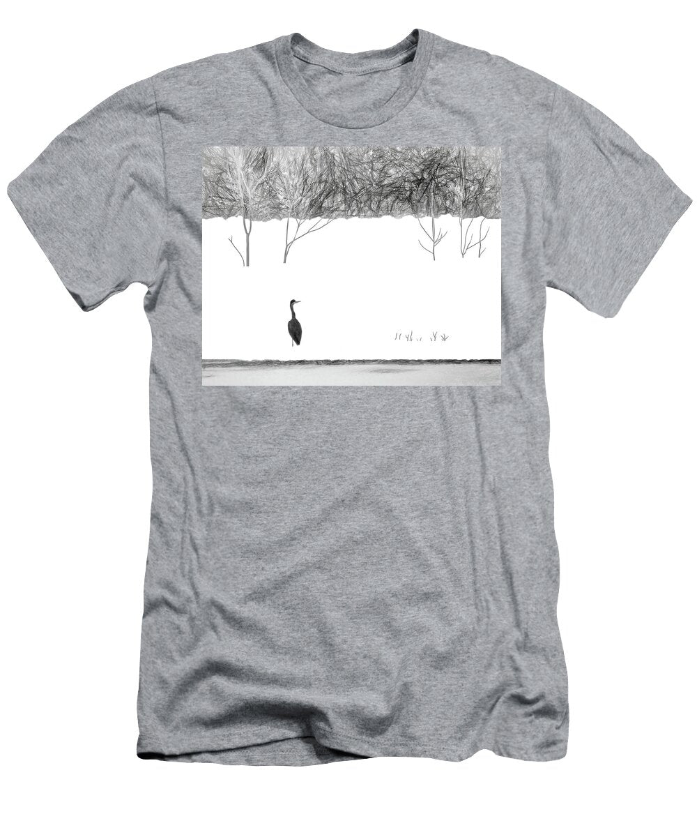 Heron in the Snow Nikolyn Mcdonald T-Shirt