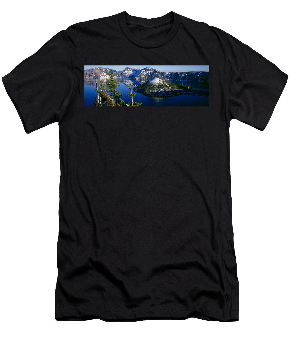 High Angle View of a Lake Crater Lake Panoramic Images T-Shirt