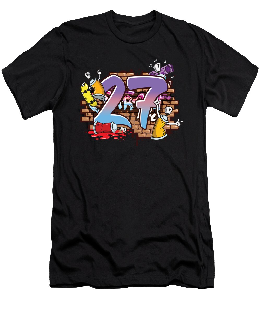Hiphop Dancer Graffiti Artist Typography 27th Birthday Hip Hop Urban Wall Mural Street Art Thomas Larch T-Shirt