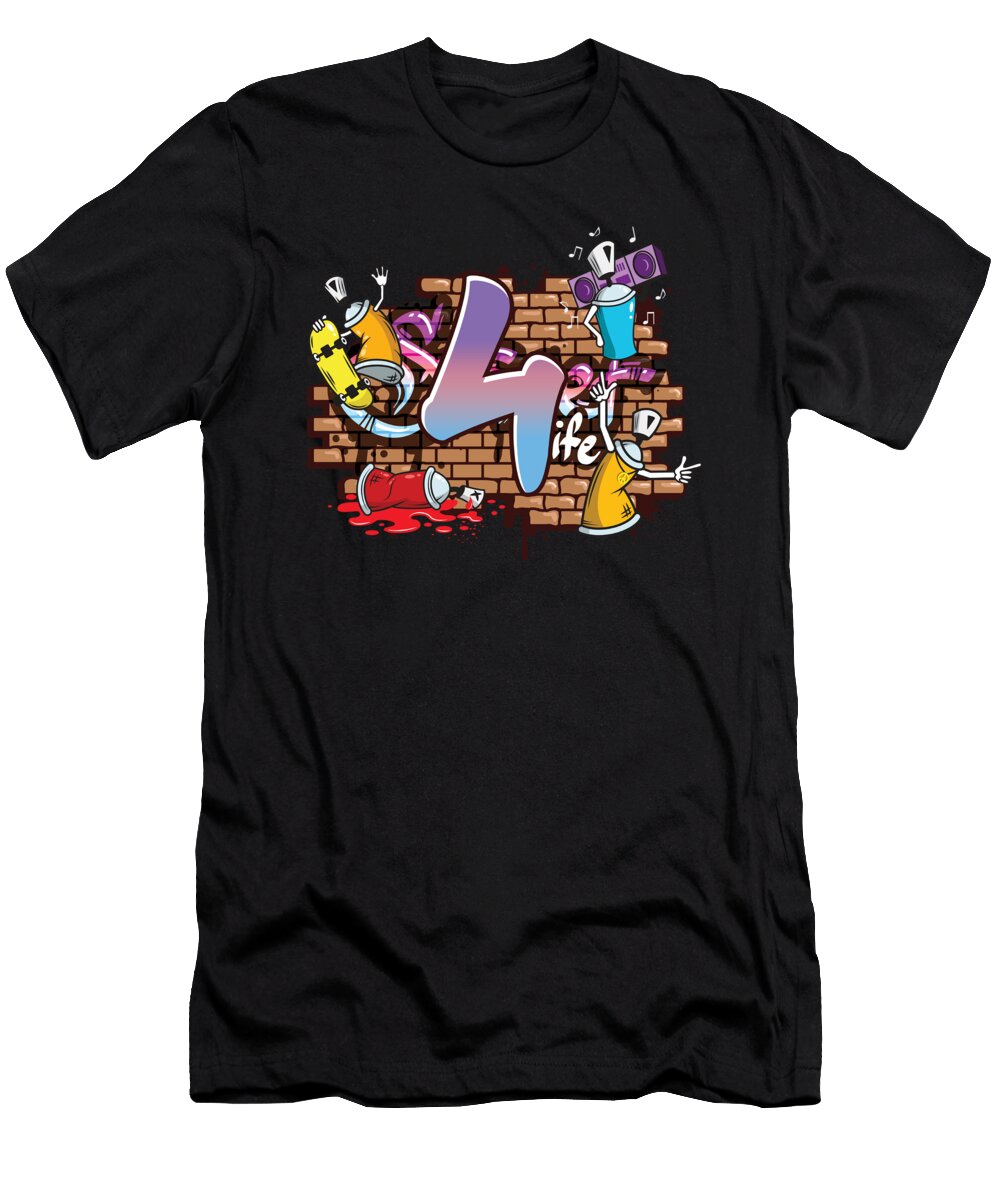Hiphop Dancer Graffiti Artist Typography 4th Birthday Hip Hop Urban Wall Mural Street Art Thomas Larch T-Shirt