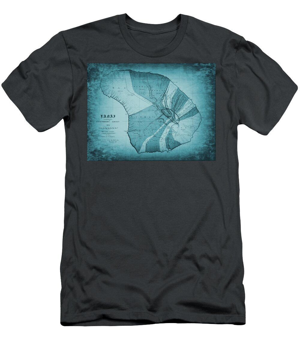 Historic Map Lanai Hawaiian Islands 1906 Ocean Blue Carol Japp T-Shirt