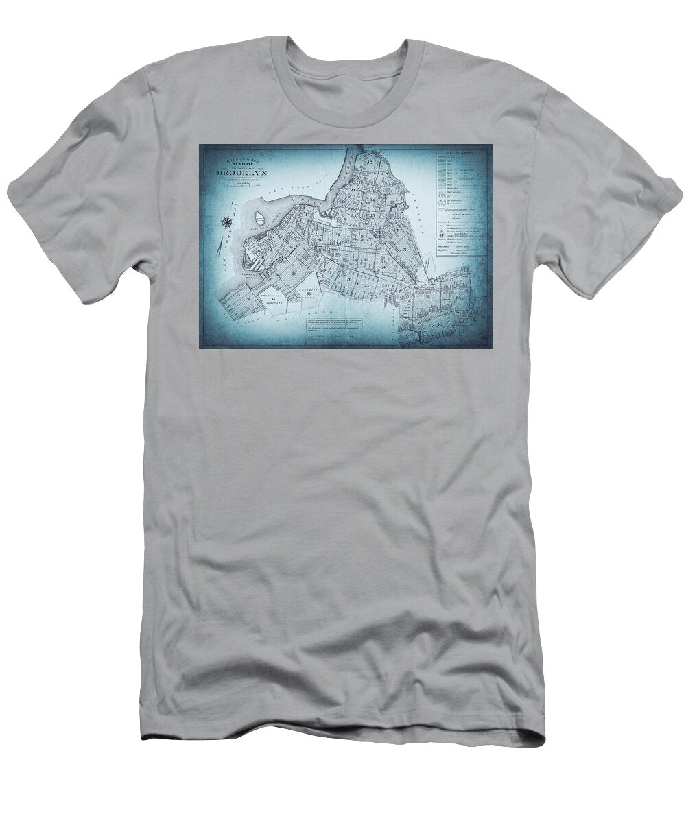 Historical Map Brooklyn New York 1886 Cool Blues Carol Japp T-Shirt