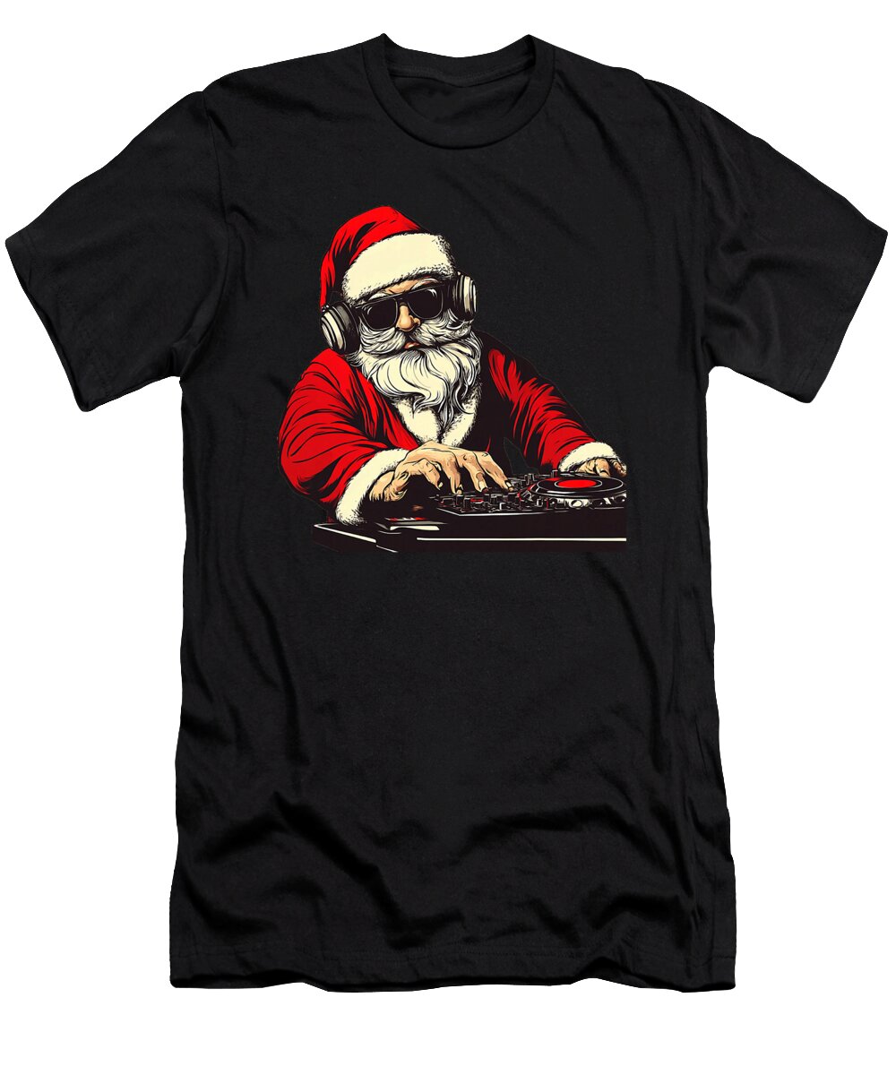 Holiday Party Starter with This Cool DJ Santa Sophie Eleanor T-Shirt