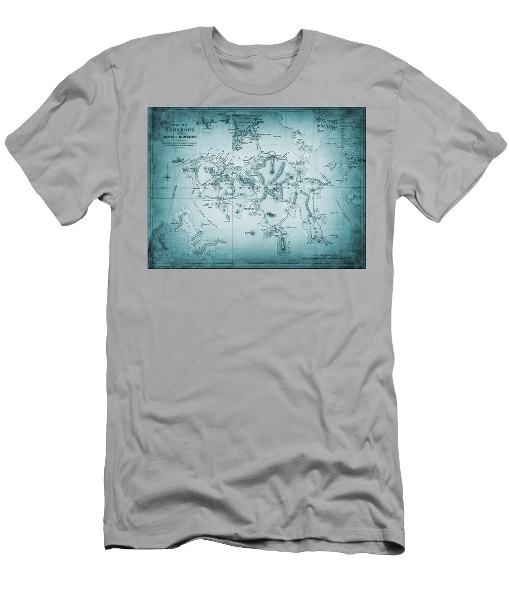 Hong Kong with British Kowloon Vintage Map 1888 Cool Blue Carol Japp T-Shirt