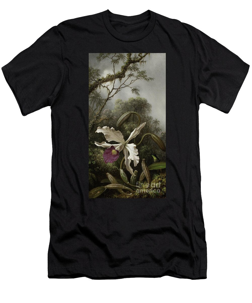 Hummingbird with White Orchid Martin Johnson Heade T-Shirt