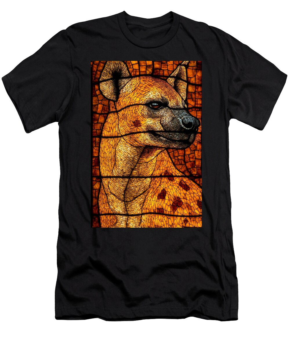 Hyena Mosaic in Stained Glass Spotted Hyena Luna Farmer T-Shirt