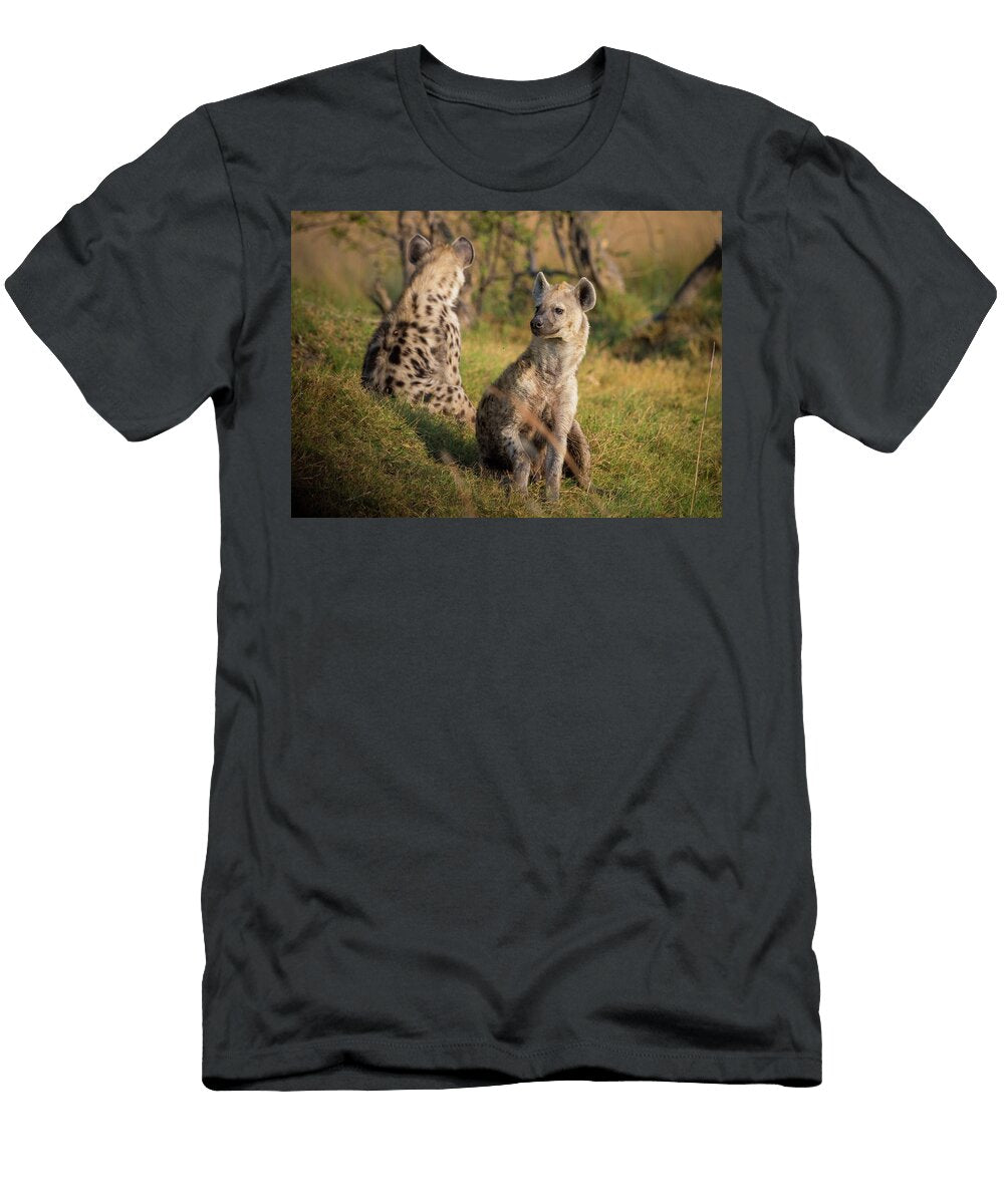 Hyenas Resting on Grass Jeramy Hinfelaar T-Shirt