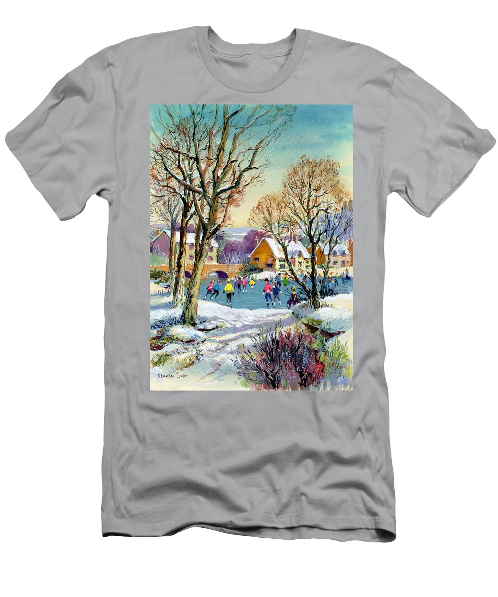 Ice Skating 1973 Gouache on Paper Stanley Cooke T-Shirt