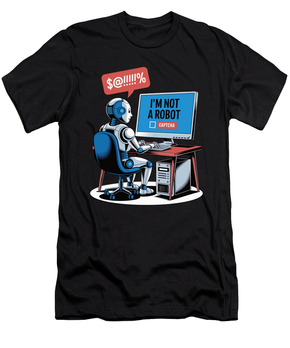 Im Not a Robot Captcha Fun Moon T-Shirt