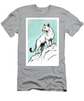 Ink Drawing of a Mountain Lion on a Rocky Ledge Wall Art Prints T-Shirt