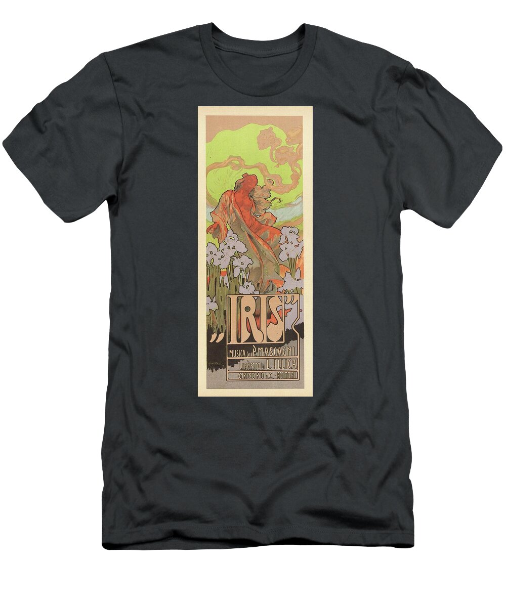 Iris Art Nouveau Italian Vintage Advertising Poster Adolfo Hohenstein Studio Grafiikka T-Shirt