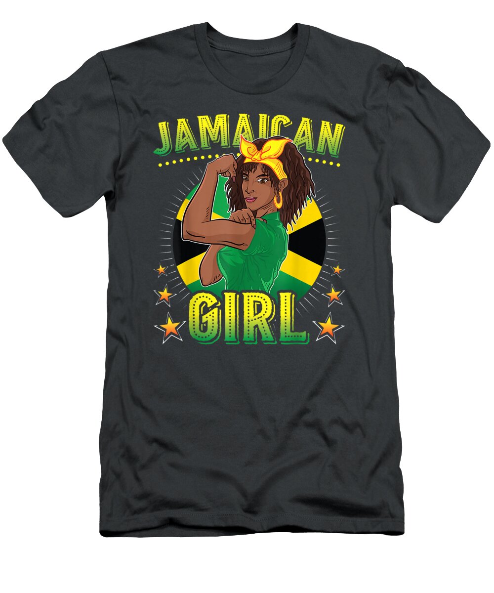 Jamaican Girl Queen Empress Rastafari Reggae Jamaica Flag Syedax Cohen T-Shirt