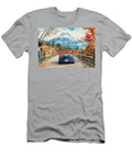 Japanese Landscape Ford Puma Car Driving Through Autumn Colors Towards Mount Fuji Kyran Estrada T-Shirt