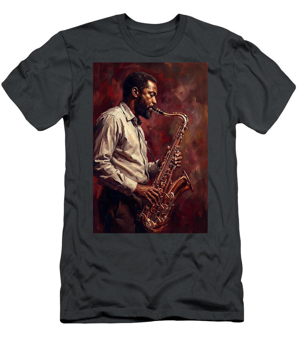 Jazz Musician with Saxophone Mango Art T-Shirt