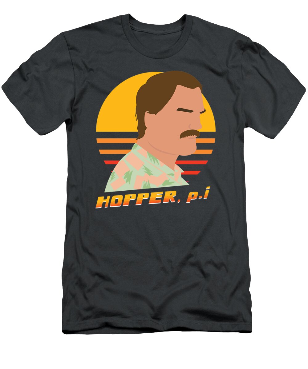 Jim Hopper Stranger Things Magnum P I Style Original Artwork By Here Now Katharina Goldfarb T-Shirt