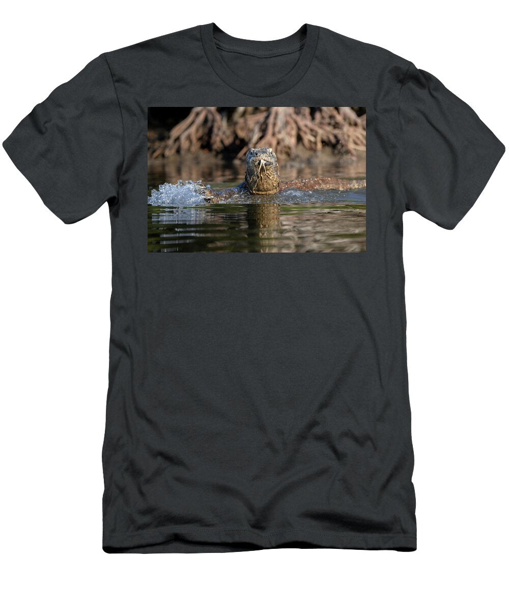 Komodo Dragon Male Swimming Across Narrow Tidal Channel Nick Garbutt Natureplcom T-Shirt